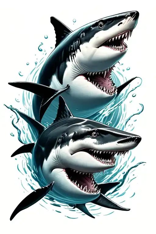 Top View Shark Swimming Together