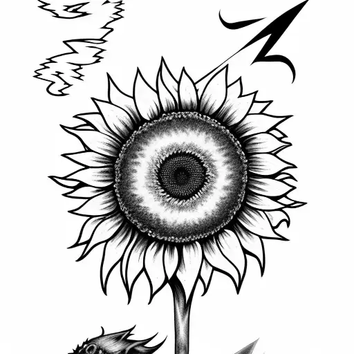 Sunflower With 10 Lightning Bolts