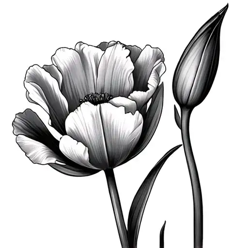 One Tulip And One California Poppy