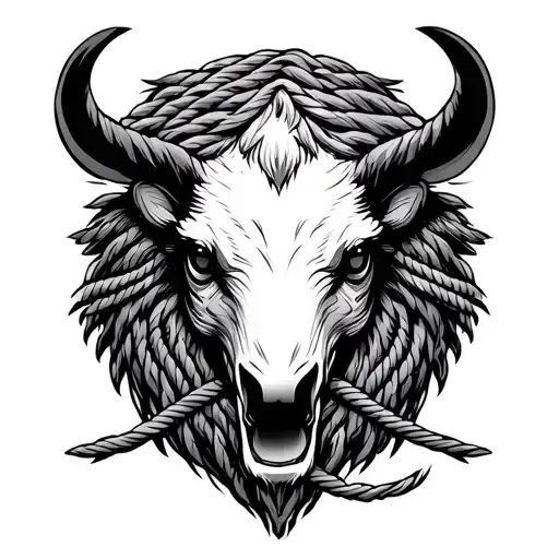 Cuervo Dark For Tatto Flash With Ropes And Dark Things In Black And White