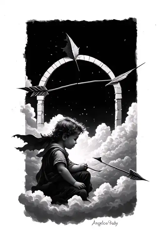 Angelo Baby Above The Clouds With An Arch And An Arrow
