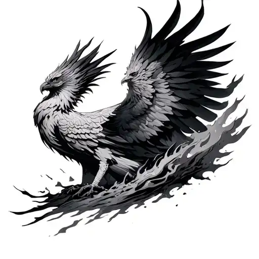 Black Ice Phoenix Rising From Ashes