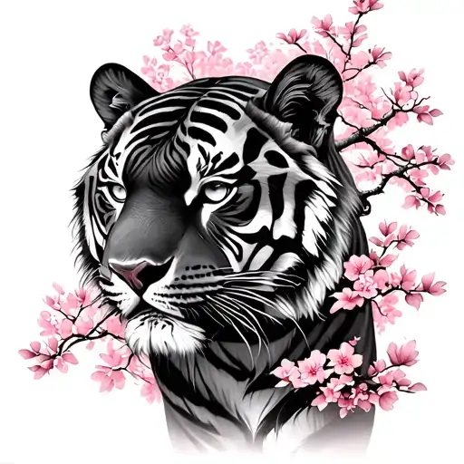 Sakura Tree With Tiger