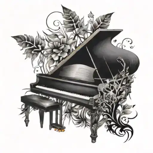 Nature With Piano And Music Notes