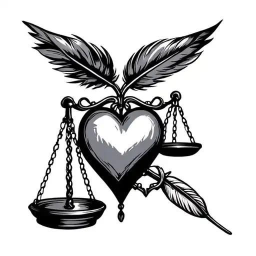 Scales Of Justice With Heart And Feather