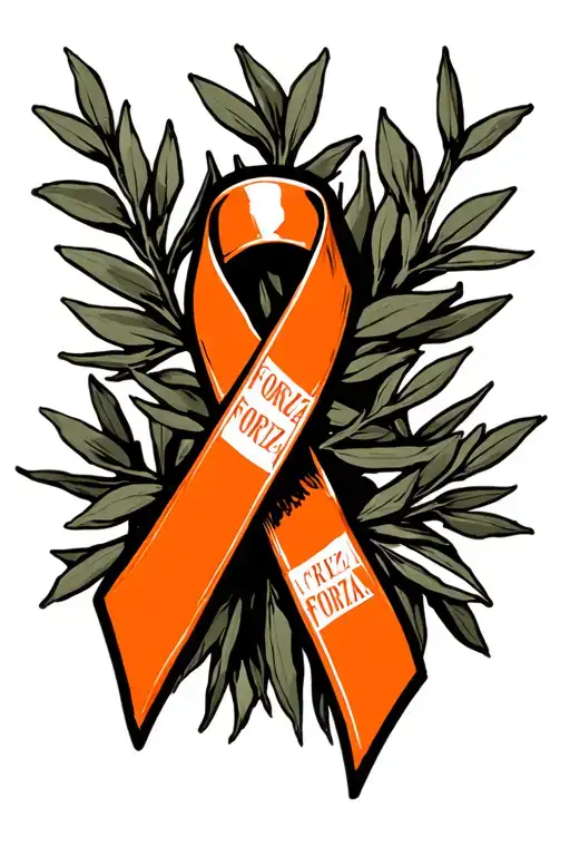 Cancer Orange Cancer Ribbon Wrapped In Olive Tree Banches Add The Word Forza