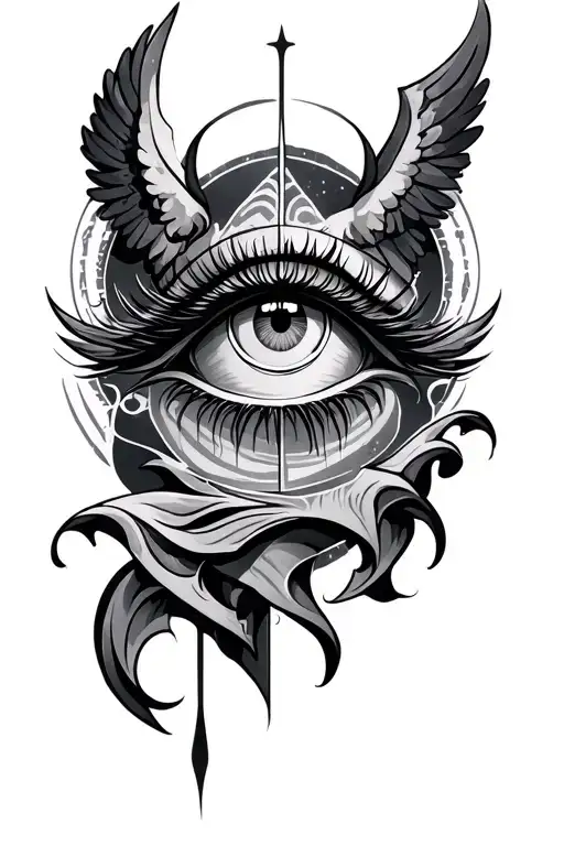 Nordic Eye Tattoo Design Combining Zodiac Gemini Angel And Demon