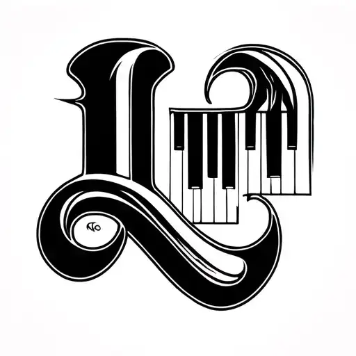 Gothic Letter L With Inside A Piano