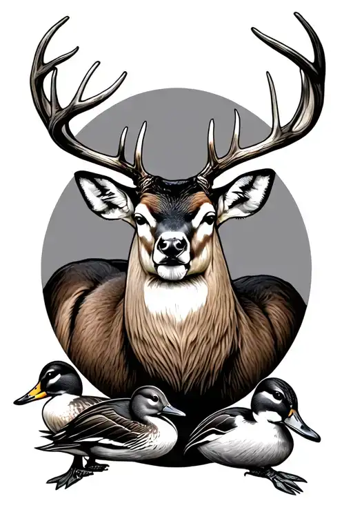 Whitetail Deer And Ducks