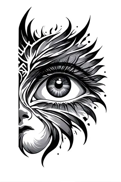 Nordic Eye Tattoo Design Combining Zodiac Gemeni