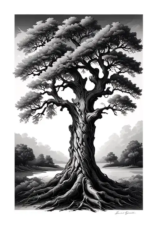 Oak Tree With Each Branch Representing