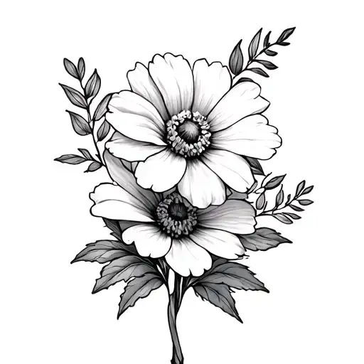 Birth Flower Tattoo Featuring Two November Flowers And One July Birth Flower