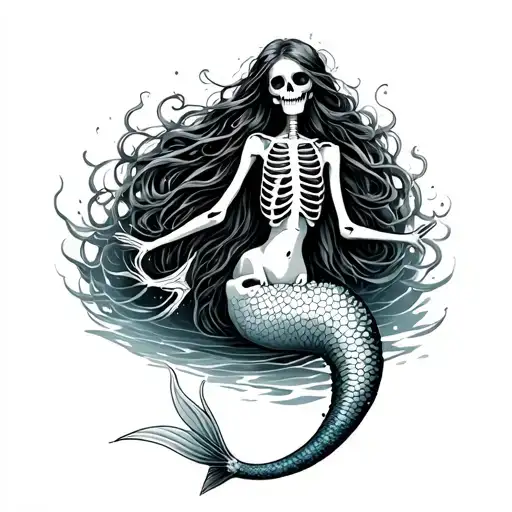 Skeleton Mermaid Swimming