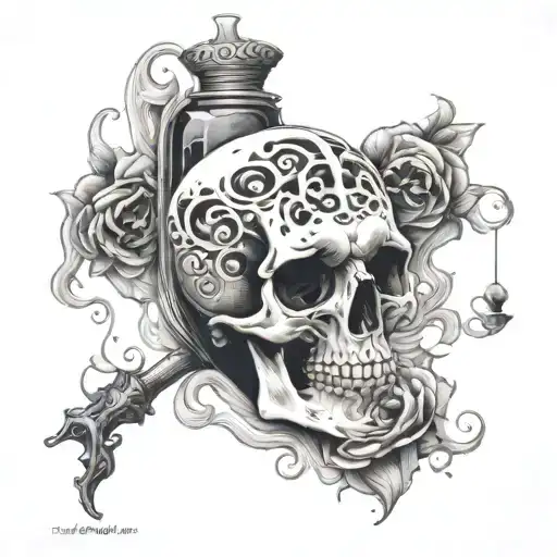 Vapor Time Is Running Out Hourglass Skull
