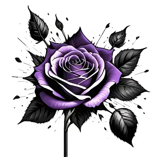 Black And Purple Rose In A Broken Light Bulb