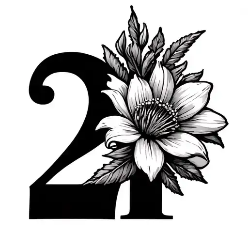 Number 21 And January Birth Flower