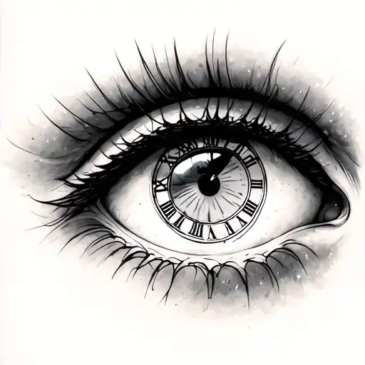 The Left Eye Inside Which There Is A Clock Instead Of A Pupil