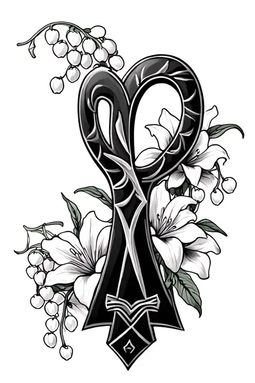 Gothic Ankh With Lilies Of The Valley