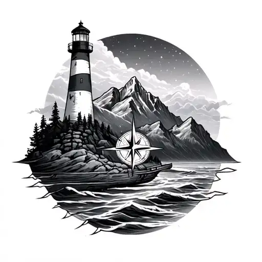 Mountains Compass Lighthouse