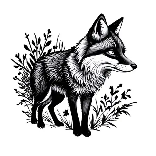 Fox With Other Animal Silhouettes