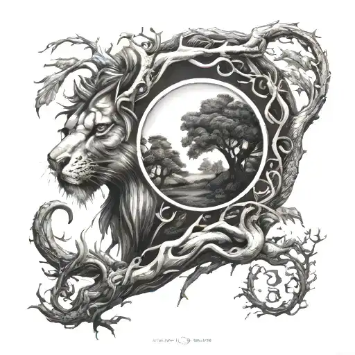 The Dragon And The Lion And The Trees Looking Through Lens