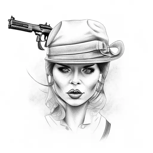 American Gangster Woman Whit Tommy Gun
