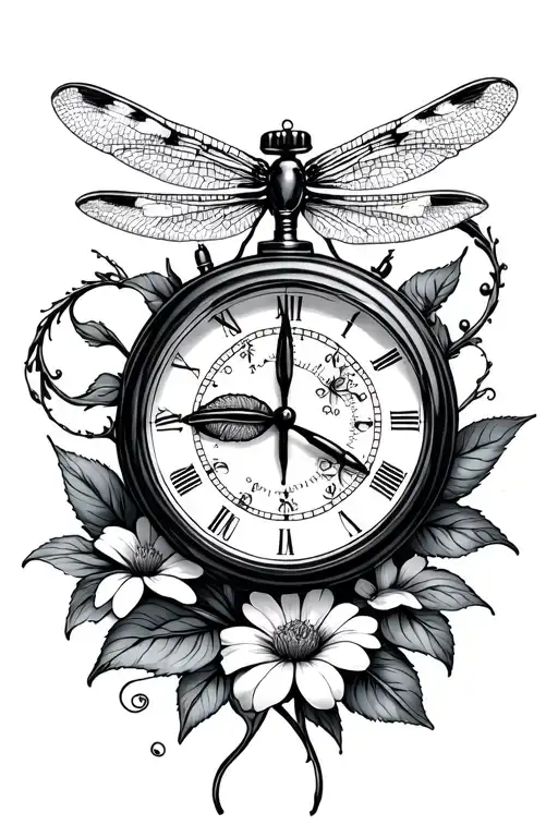 Dragonfly Flowers Stopwatch Inside