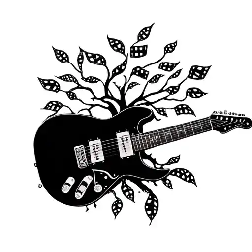 Guitar Designed Like A Tree With Film Strip As Leaves