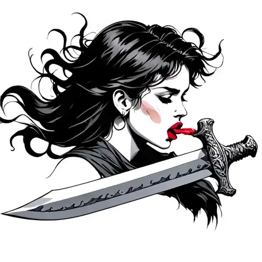 Women Licking One Sword