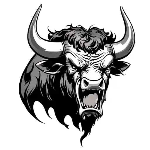 Angry Bull Head Warrior Battling