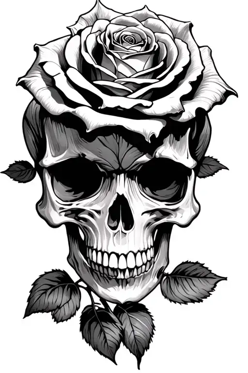 Skull Or Rose Growing Together
