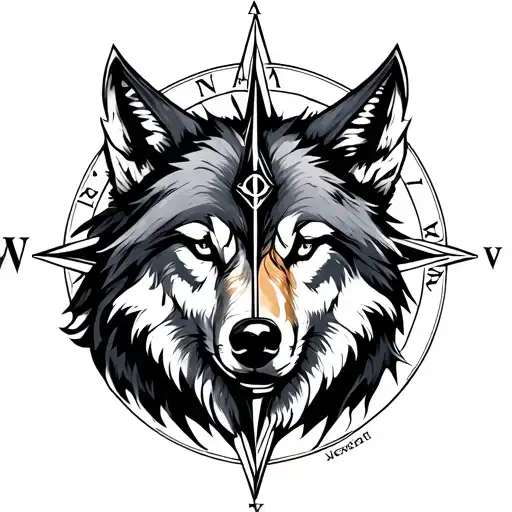 Vegvisir Viking Compass With Wolf Head