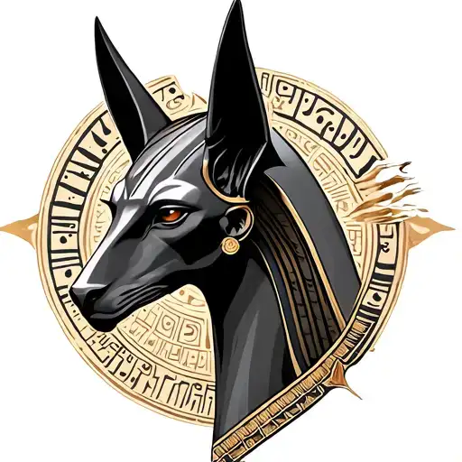 Anubis With Egyptian Writing Background