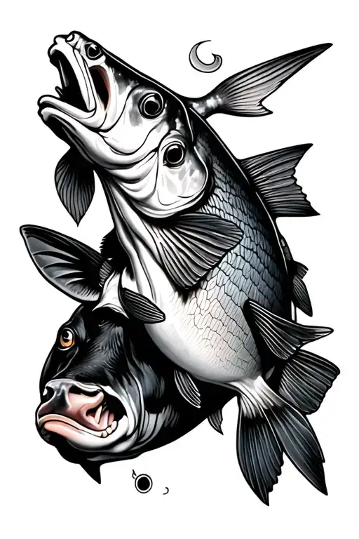 Bass Fish And Cows