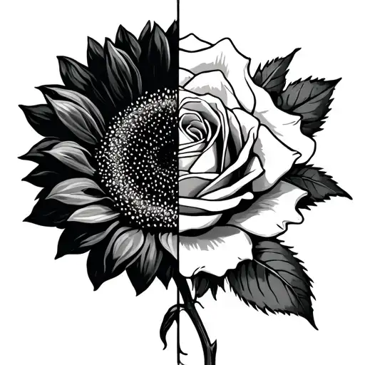 Half Or A Sunflower And Half Of A Rose In One