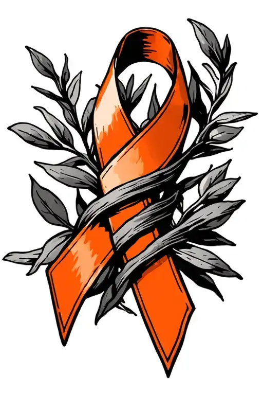 Cancer Orange Cancer Ribbon Wrapped In Olive Tree Banches Add The Word Forza