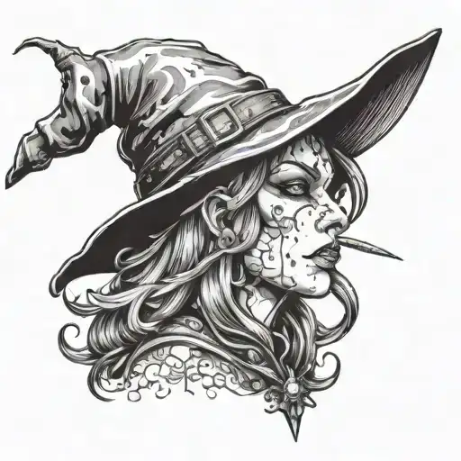 Witch With Warts And A Pointy Nose Wearing A Hat