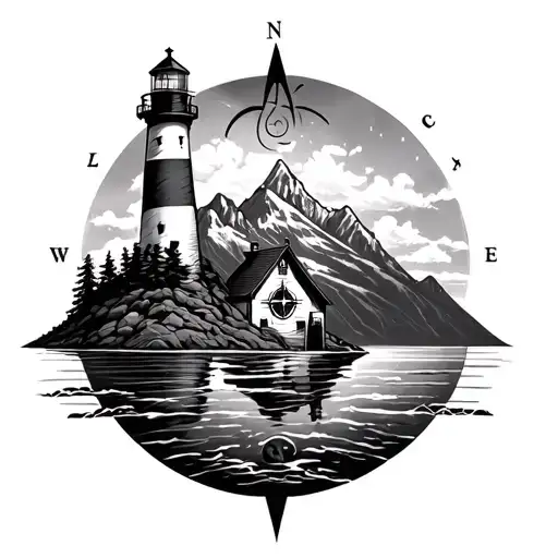 Mountains Compass Lighthouse