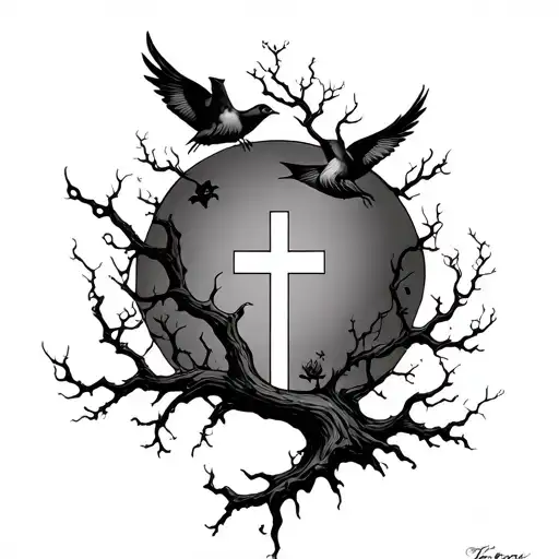 Poison Tree With Cross And Birds