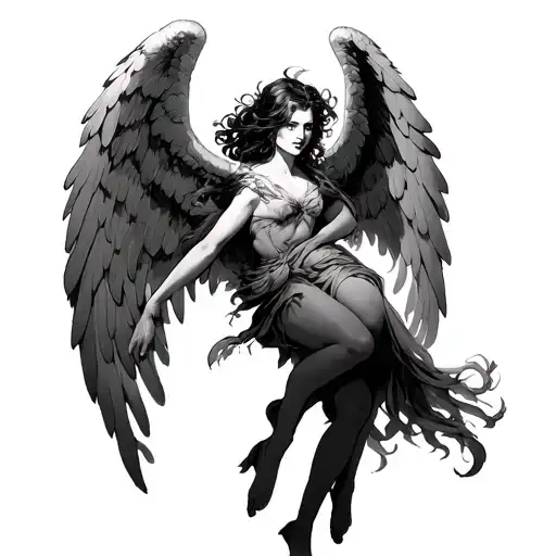Female Angel Defeating Female Demon Girl
