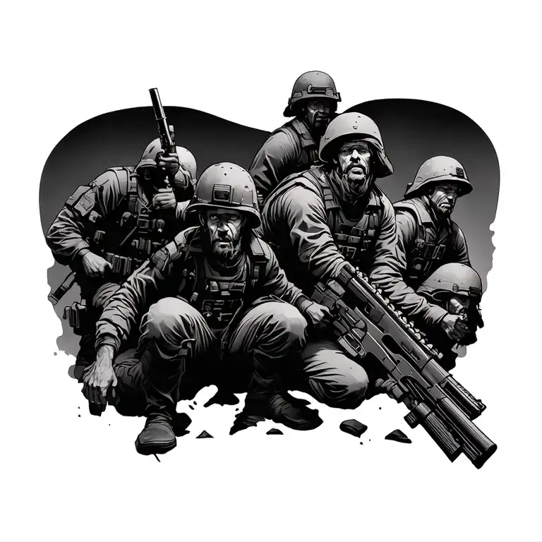 Mental Health Battle Scene With Soldiers