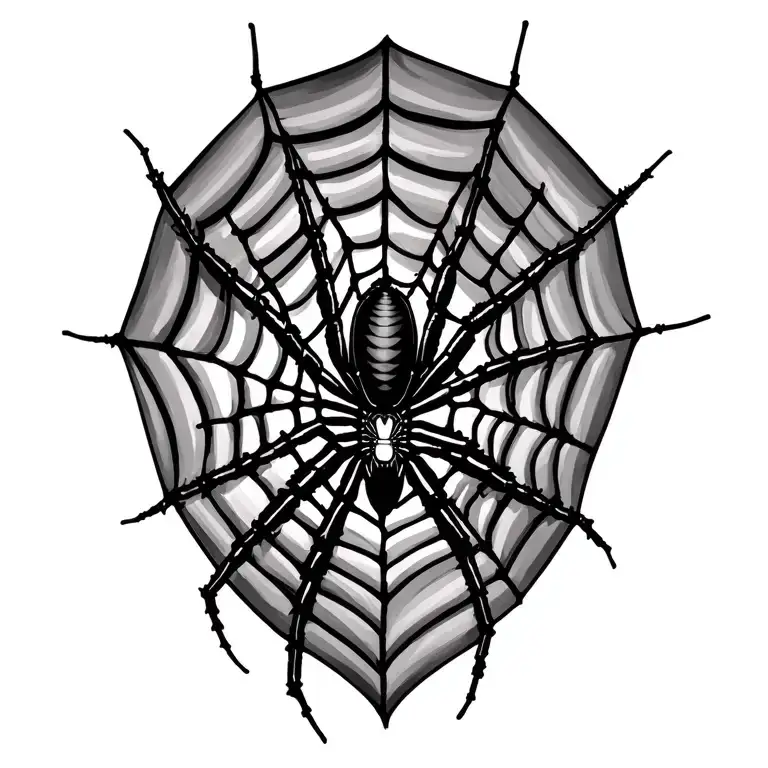 Spiderweb And Blackwidow Spider Weaving A Web