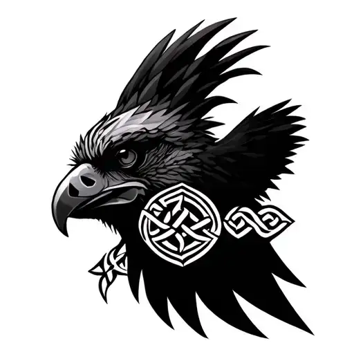 Geometric Harpy Eagle Head With Celtic Knot