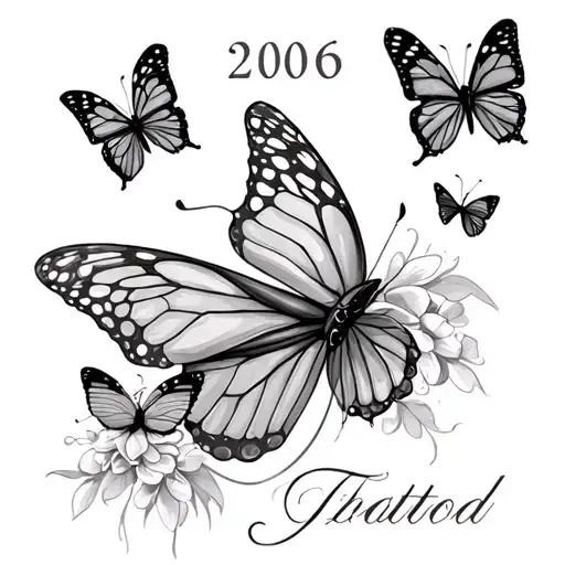 Small Birth Year 2006 Tattoo Above Knee A Few Butterflies On The Sides