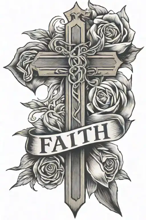 Cross Pencil Scrached With Word Faith Written