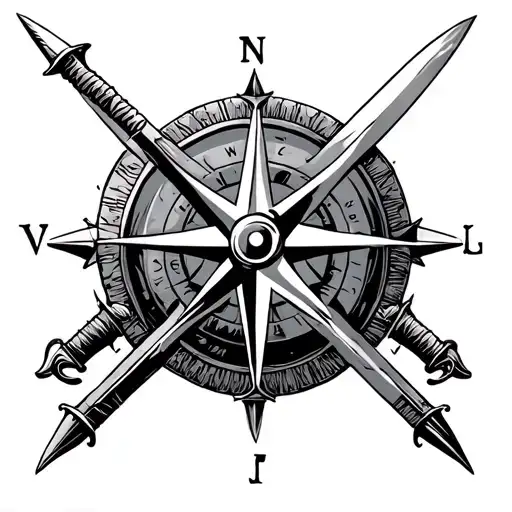 Compass With Four Swords Crossing