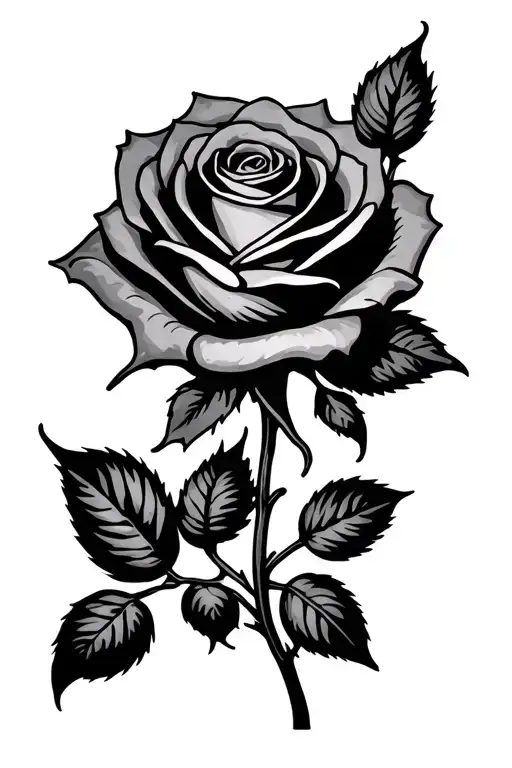 A Rose Tattoo Design Featuring A Semi Colon