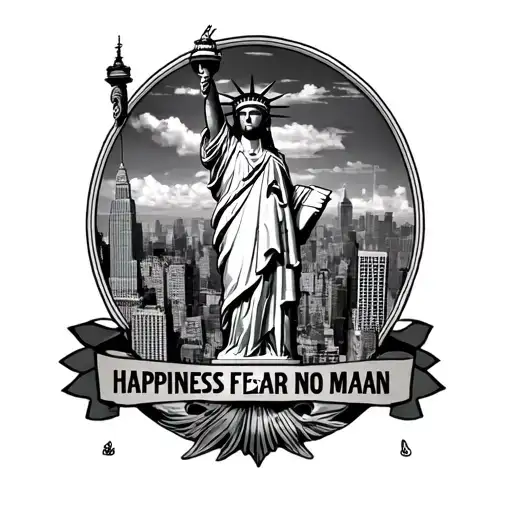 Sleeve Tattoo New York City 718 Jesus Christ Statue Of Liberty Happiness Fear No Man