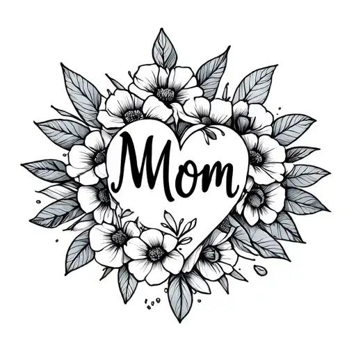 Mom Tattoo Original And Simple Line Drawing