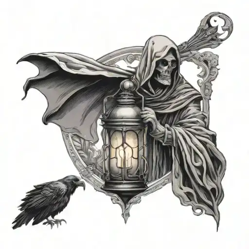 Florence Nightingale Lantern Shining On Grim Reaper